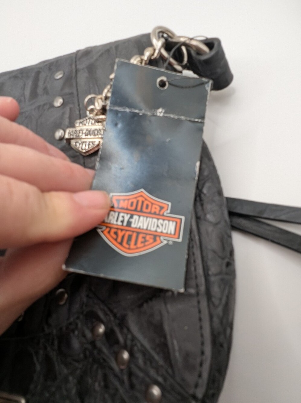 Harley Davidson NWT Black Croc Leather Crossbody Saddle Purse - Picture 4 of 9